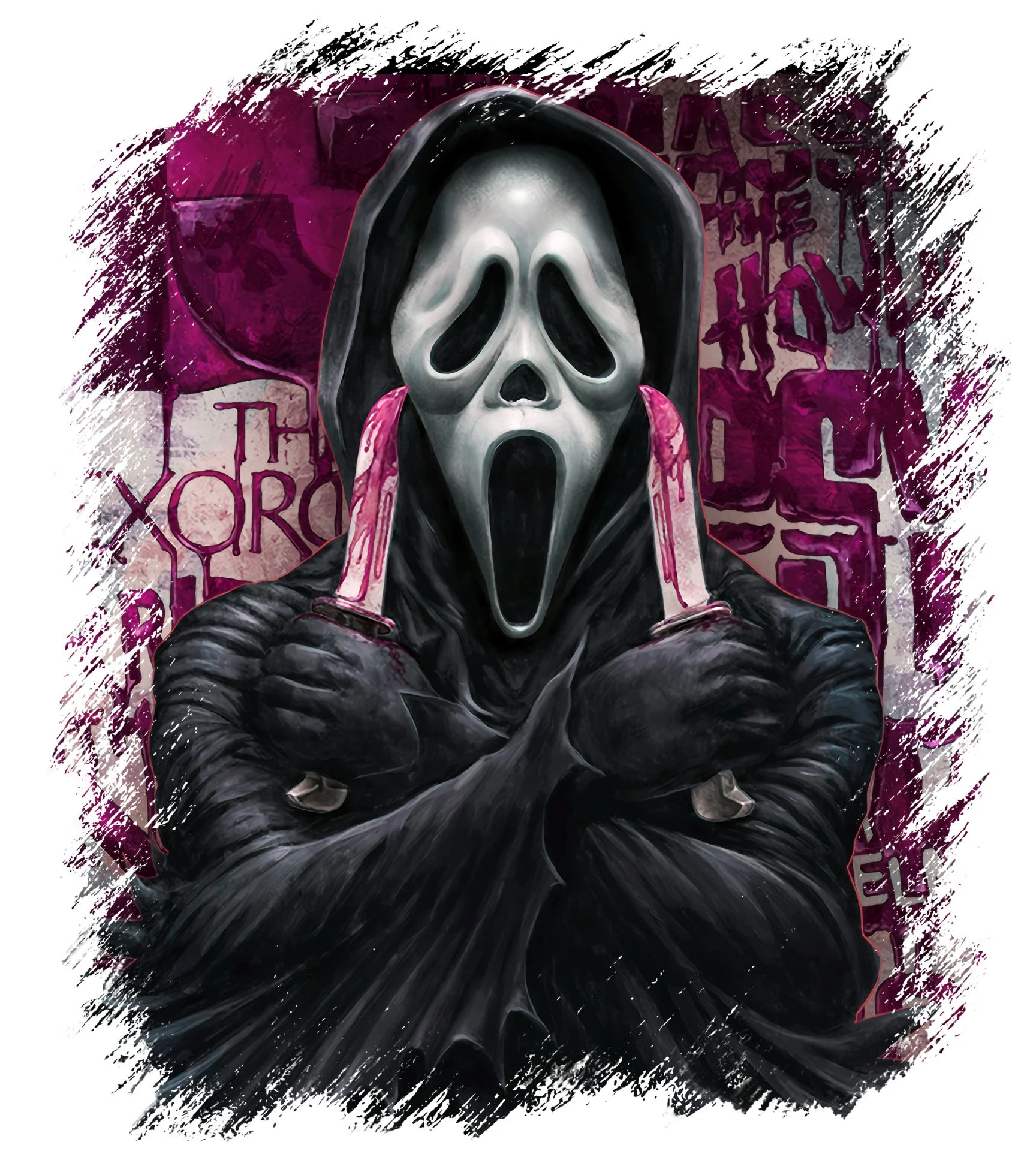 Masked horror character artwork